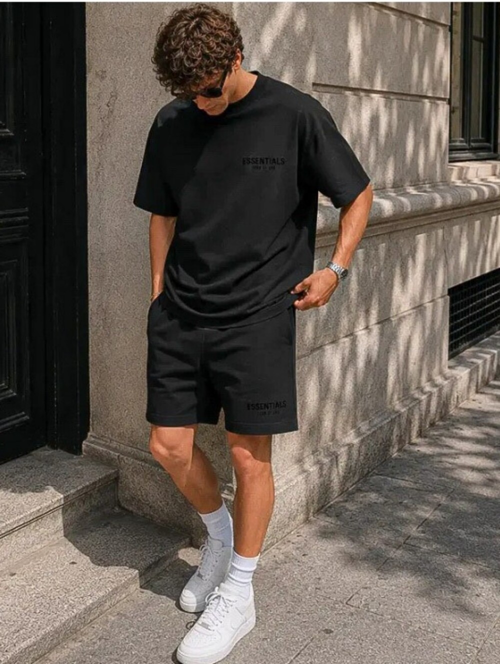 New ESSENTIALS Fear Of God 2022 Stretch Limo Short Sleeve Cotton Tee Shirt Black
